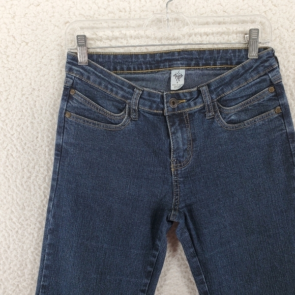 Prana Jeans Womens 8 Blue Bootcut Dark Blue Stretch Embroidered 27x32.5 - Picture 5 of 13